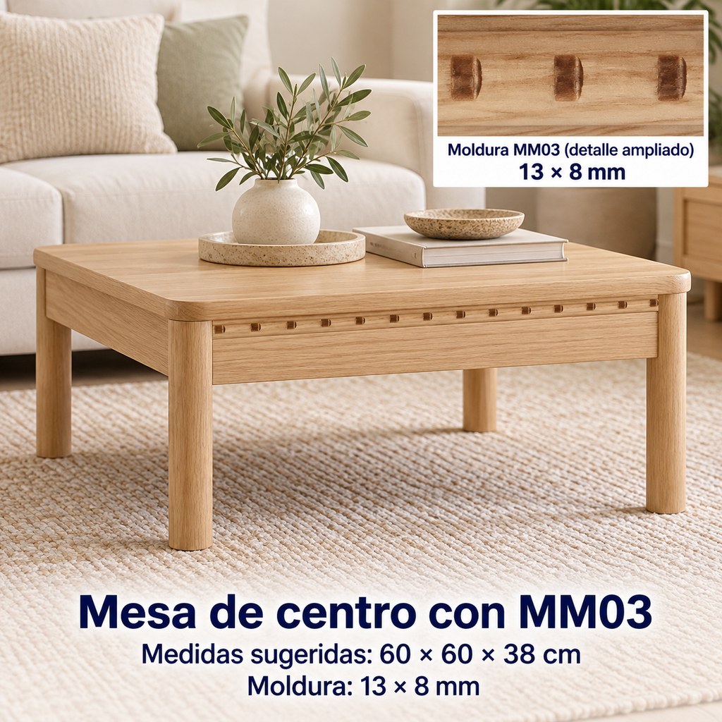 Moldura de madera grabada para mueble MM-03 – Kit de 4 piezas