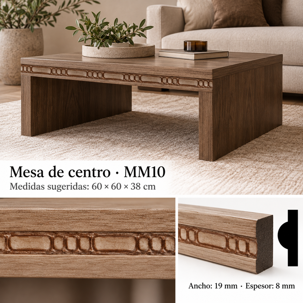 Moldura de madera grabada para mueble MM-10 – Kit de 4 piezas