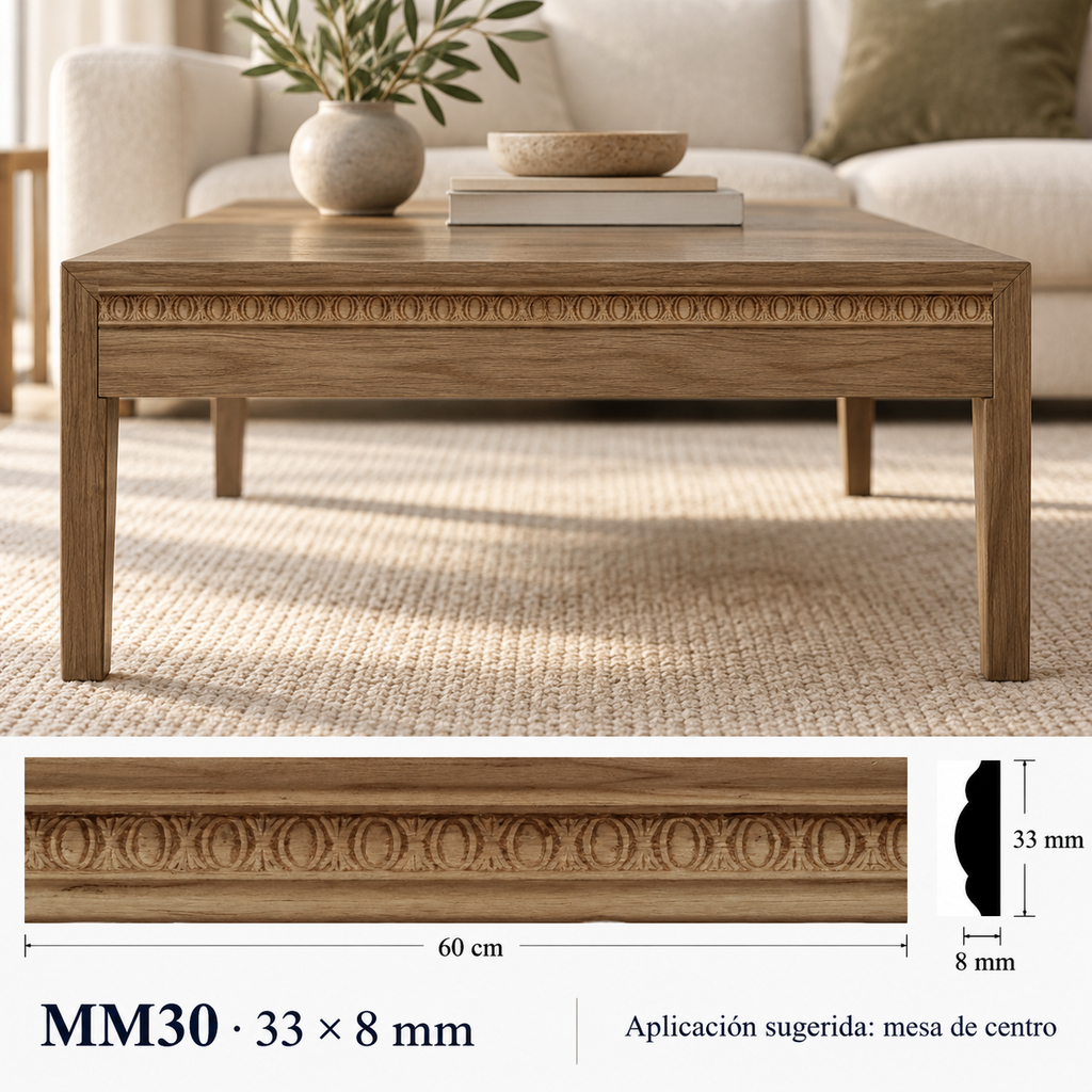 Moldura de madera grabada para mueble MM-30 – Kit de 4 piezas