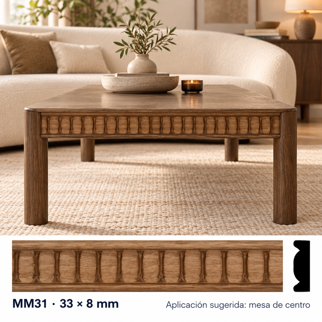Moldura de madera grabada para mueble MM-31 – Kit de 4 piezas