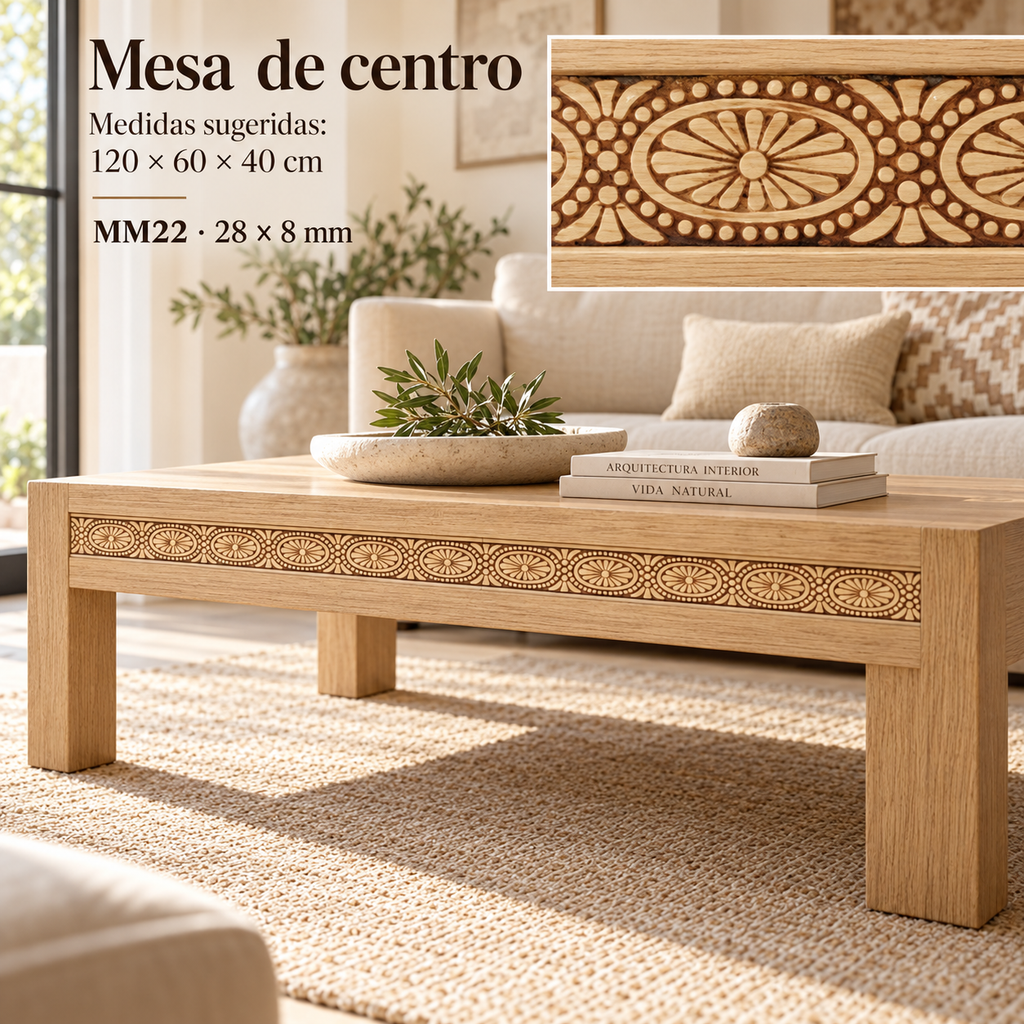 Moldura de madera grabada para mueble MM-22 – Kit de 4 piezas
