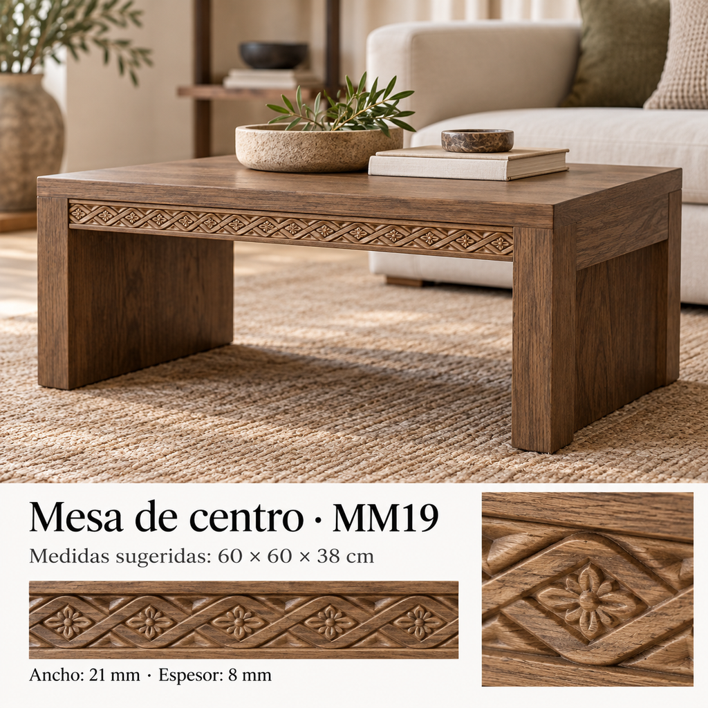 Moldura de madera grabada para mueble MM-19 – Kit de 4 piezas