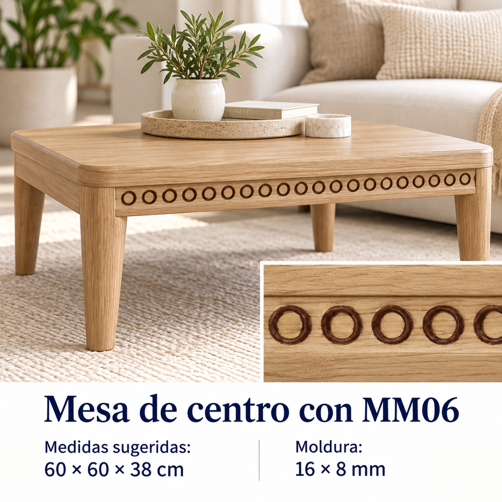 Moldura de madera grabada para mueble MM-06 – Kit de 4 piezas