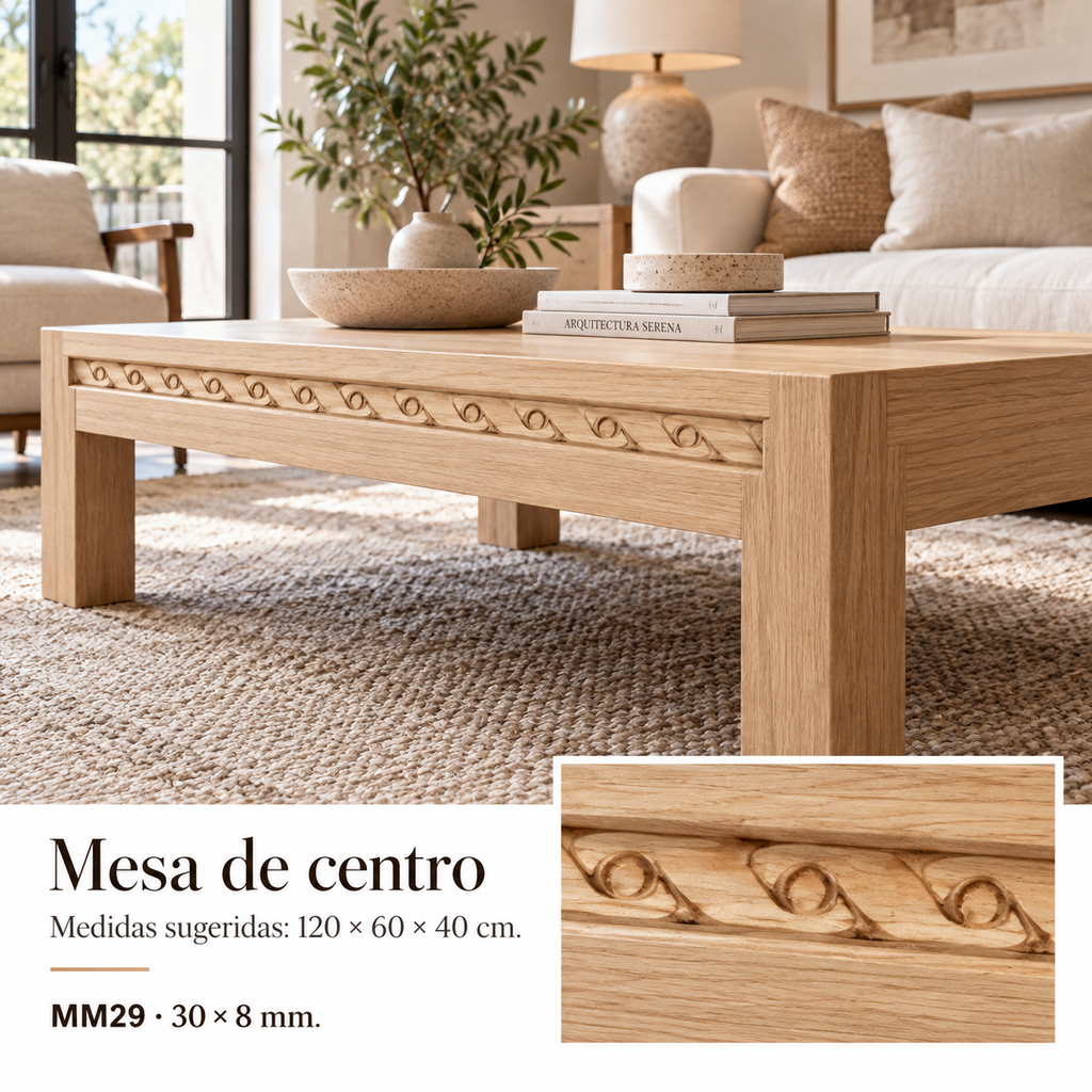 Moldura de madera grabada para mueble MM-29 – Kit de 4 piezas