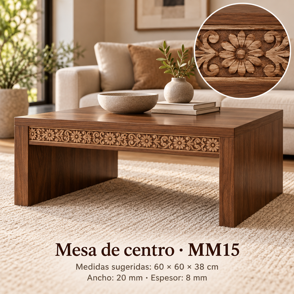 Moldura de madera grabada para mueble MM-15 – Kit de 4 piezas