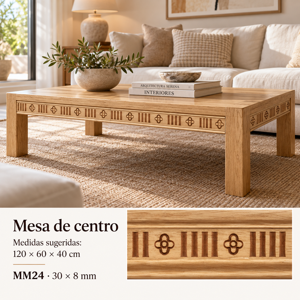 Moldura de madera grabada para mueble MM-24 – Kit de 4 piezas