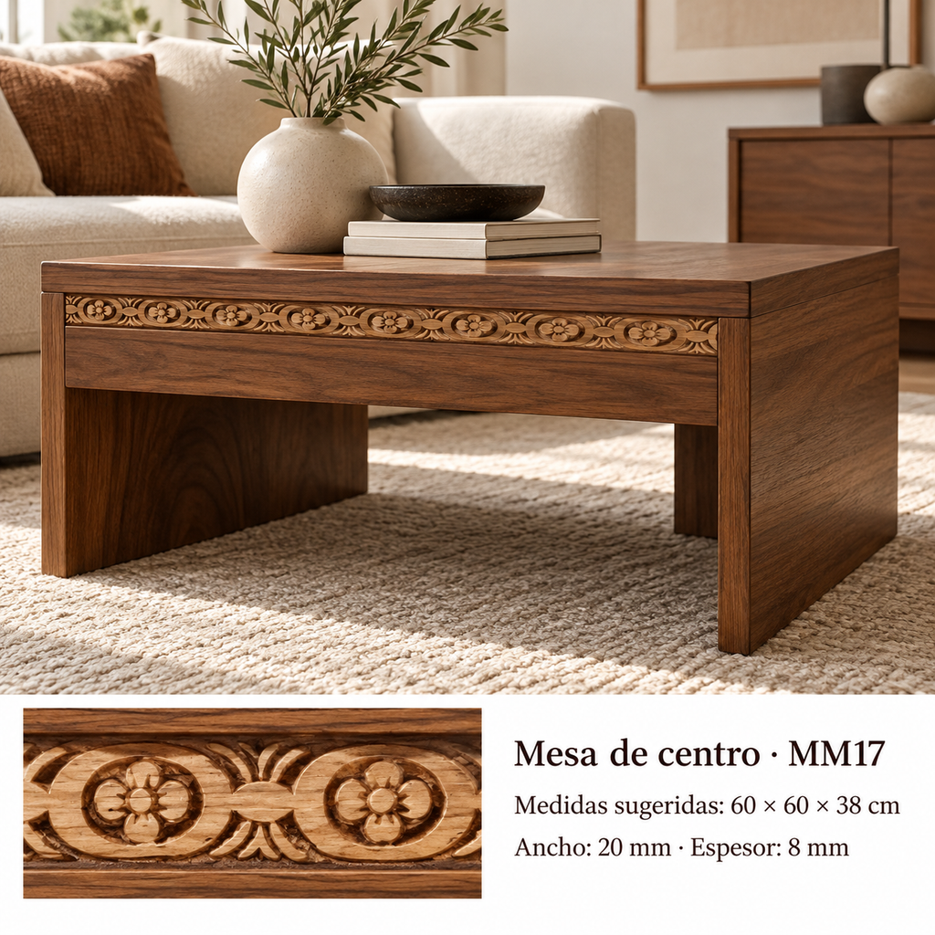 Moldura de madera grabada para mueble MM-17 – Kit de 4 piezas