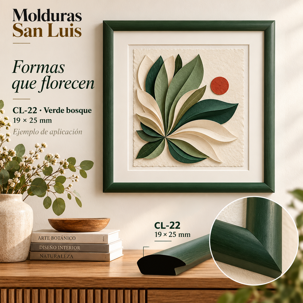 Moldura de madera lisa para marco CL22 – Kit de 4 piezas