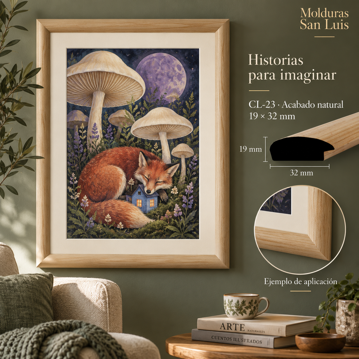 Moldura de madera lisa para marco CL23 – Kit de 4 piezas