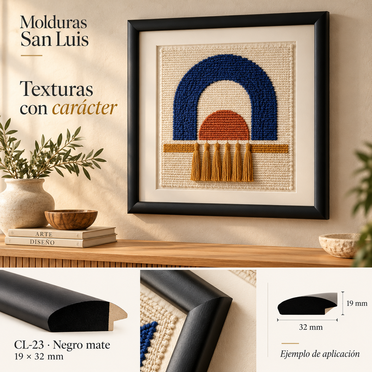 Moldura de madera lisa para marco CL23 – Kit de 4 piezas