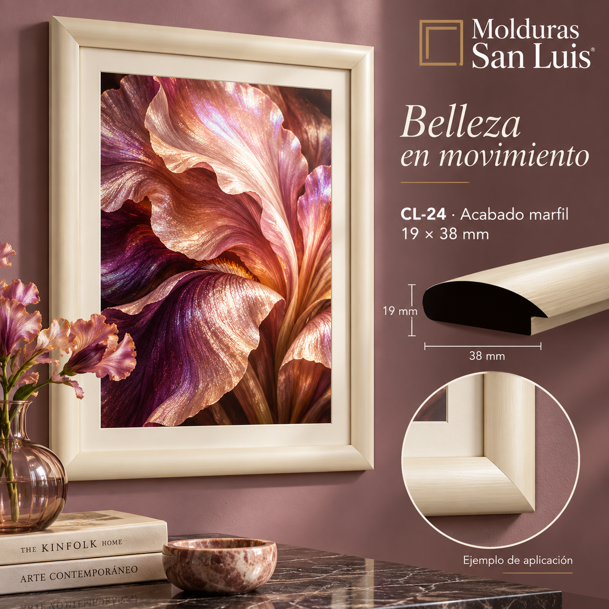 Moldura de madera lisa para marco CL24 – Kit de 4 piezas