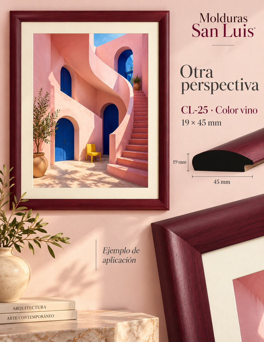 Moldura de madera lisa para marco CL25 – Kit de 4 piezas
