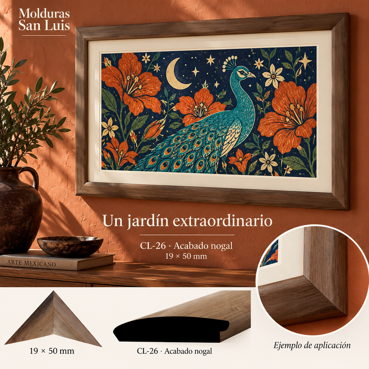 Moldura de madera lisa para marco CL26 – Kit de 4 piezas