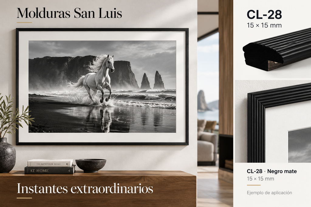 Moldura de madera lisa para marco CL28 – Kit de 4 piezas