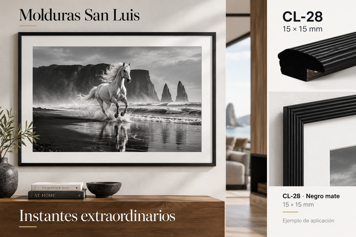 Moldura de madera lisa para marco CL28 – Kit de 4 piezas