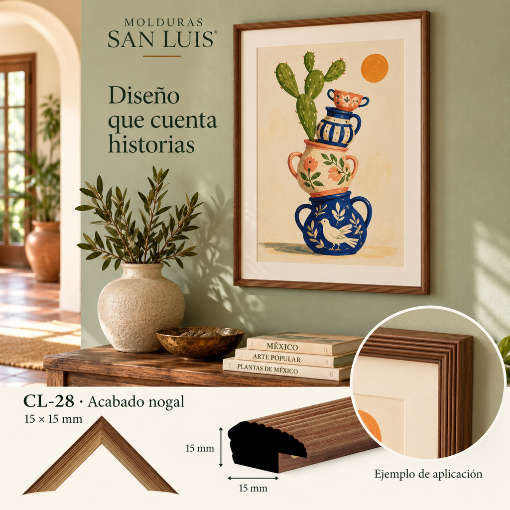 Moldura de madera lisa para marco CL28 – Kit de 4 piezas