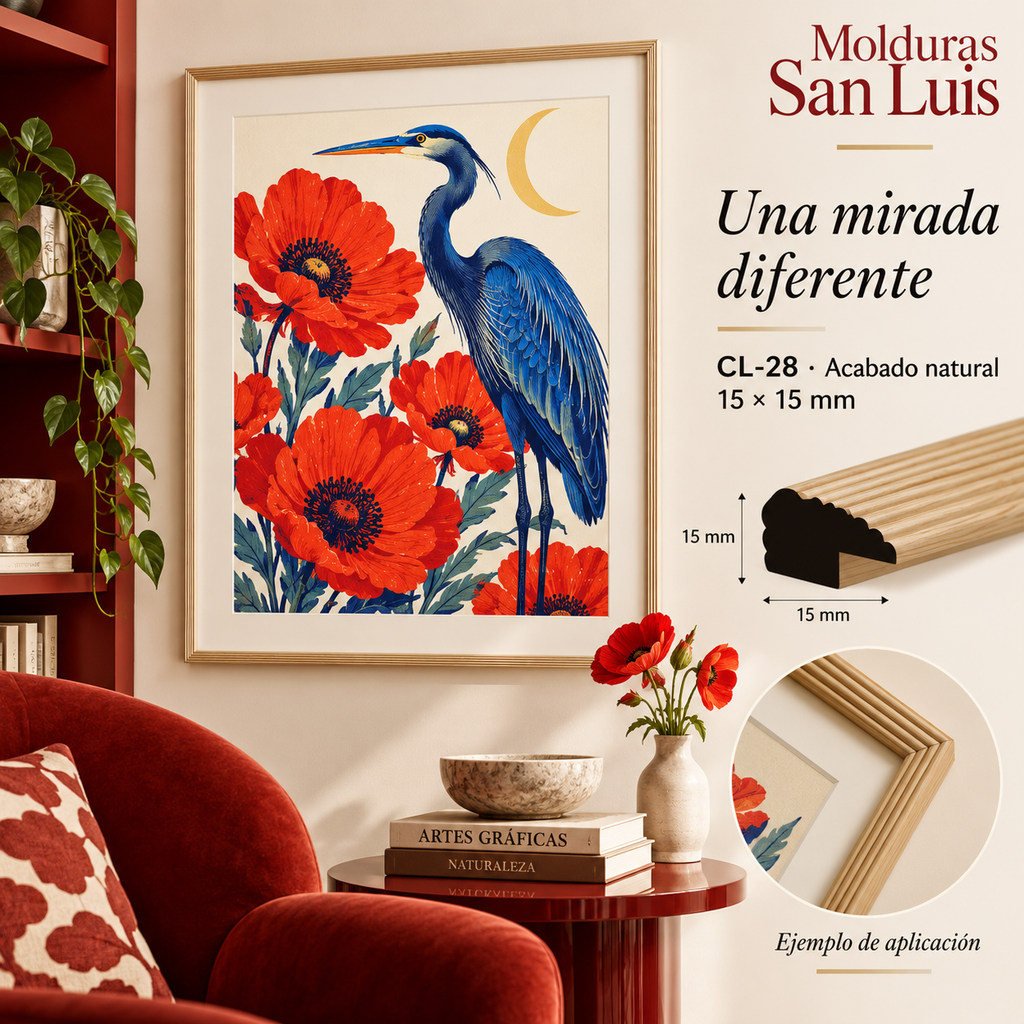 Moldura de madera lisa para marco CL28 – Kit de 4 piezas