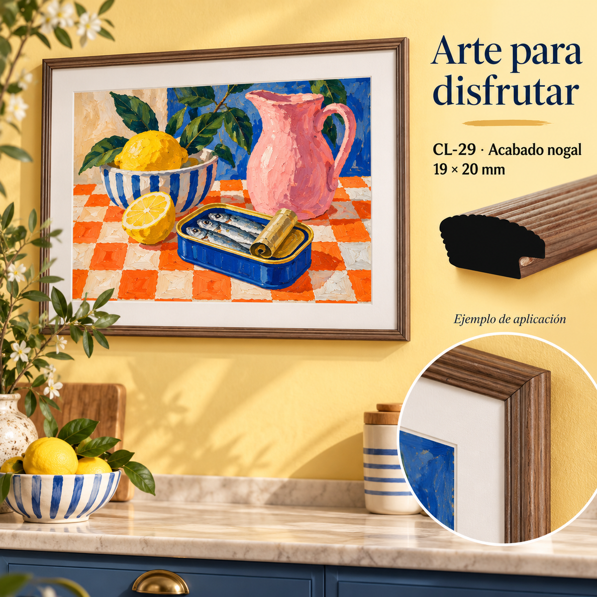 Moldura de madera lisa para marco CL29 – Kit de 4 piezas