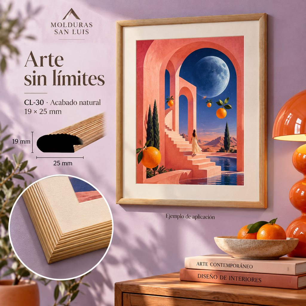 Moldura de madera lisa para marco CL30 – Kit de 4 piezas