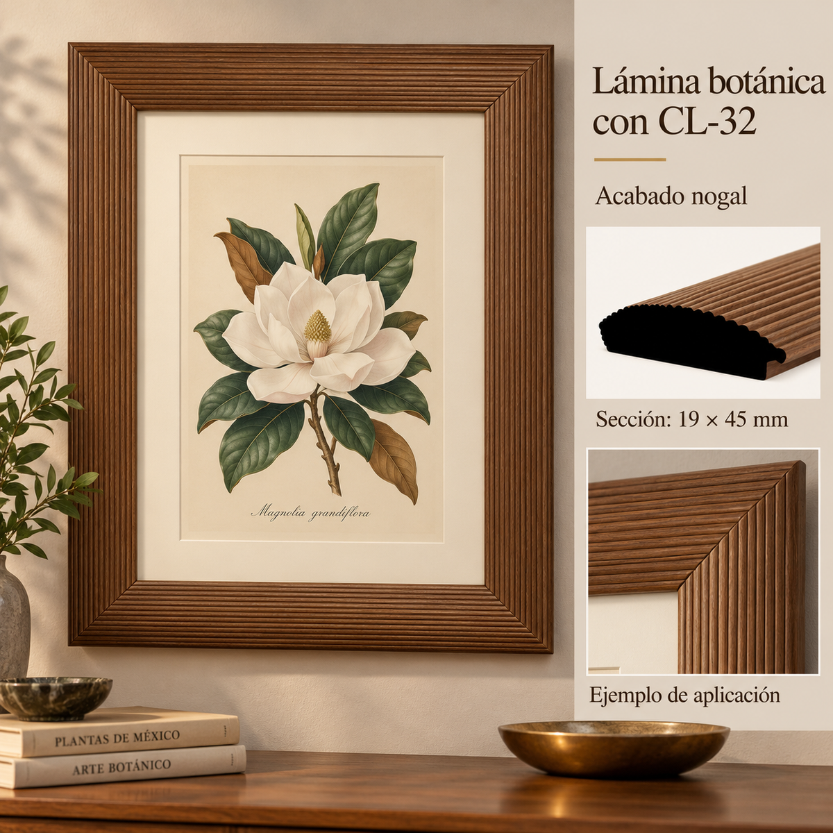 Moldura de madera lisa para marco CL32 – Kit de 4 piezas