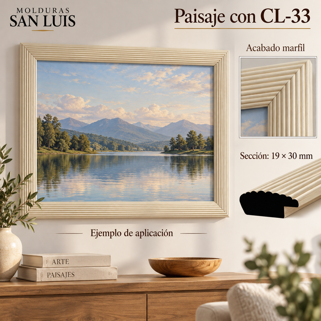 Moldura de madera lisa para marco CL33 – Kit de 4 piezas