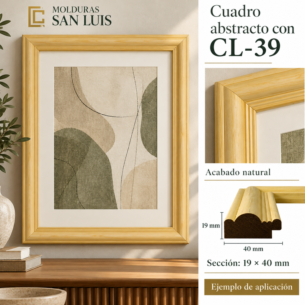Moldura de madera lisa para marco CL39 – Kit de 4 piezas