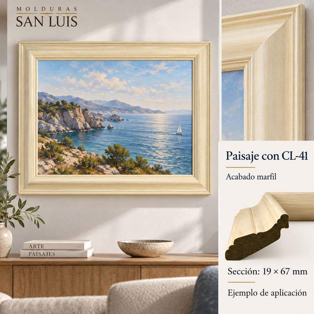 Moldura de madera lisa para marco CL41 – Kit de 4 piezas