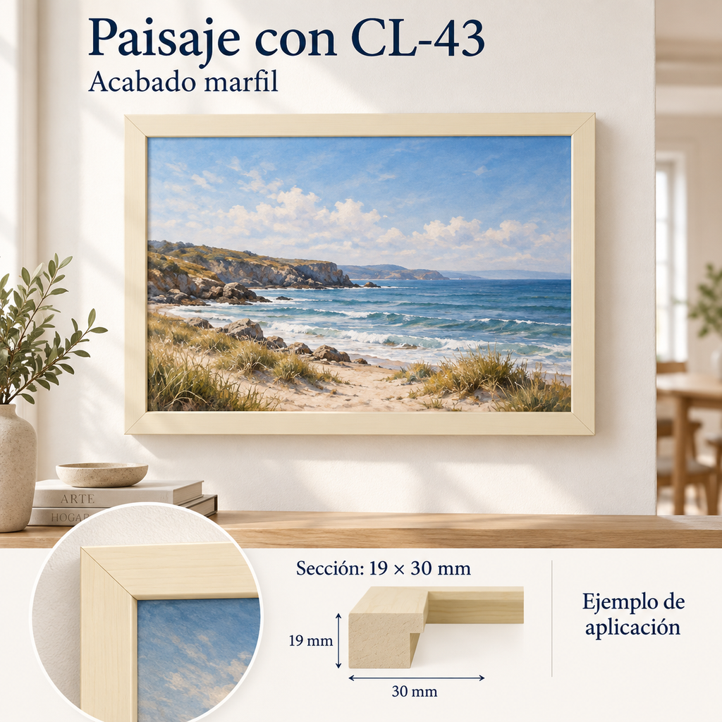 Moldura de madera lisa para marco CL43 – Kit de 4 piezas