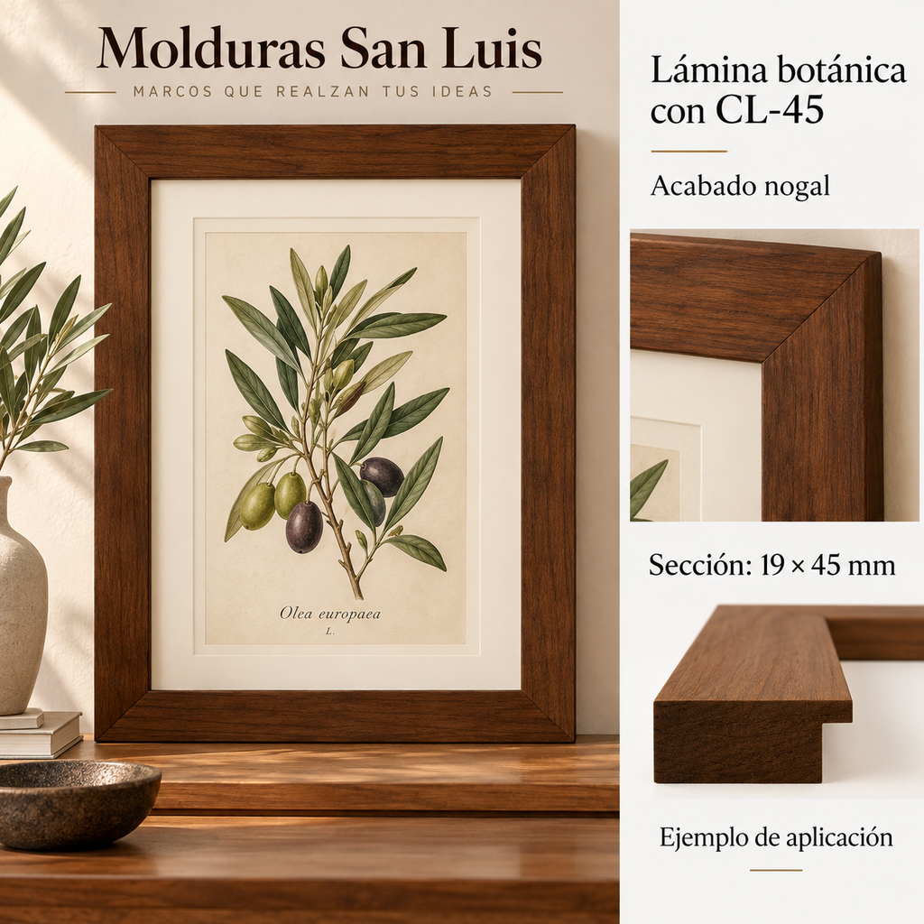 Moldura de madera lisa para marco CL45 – Kit de 4 piezas