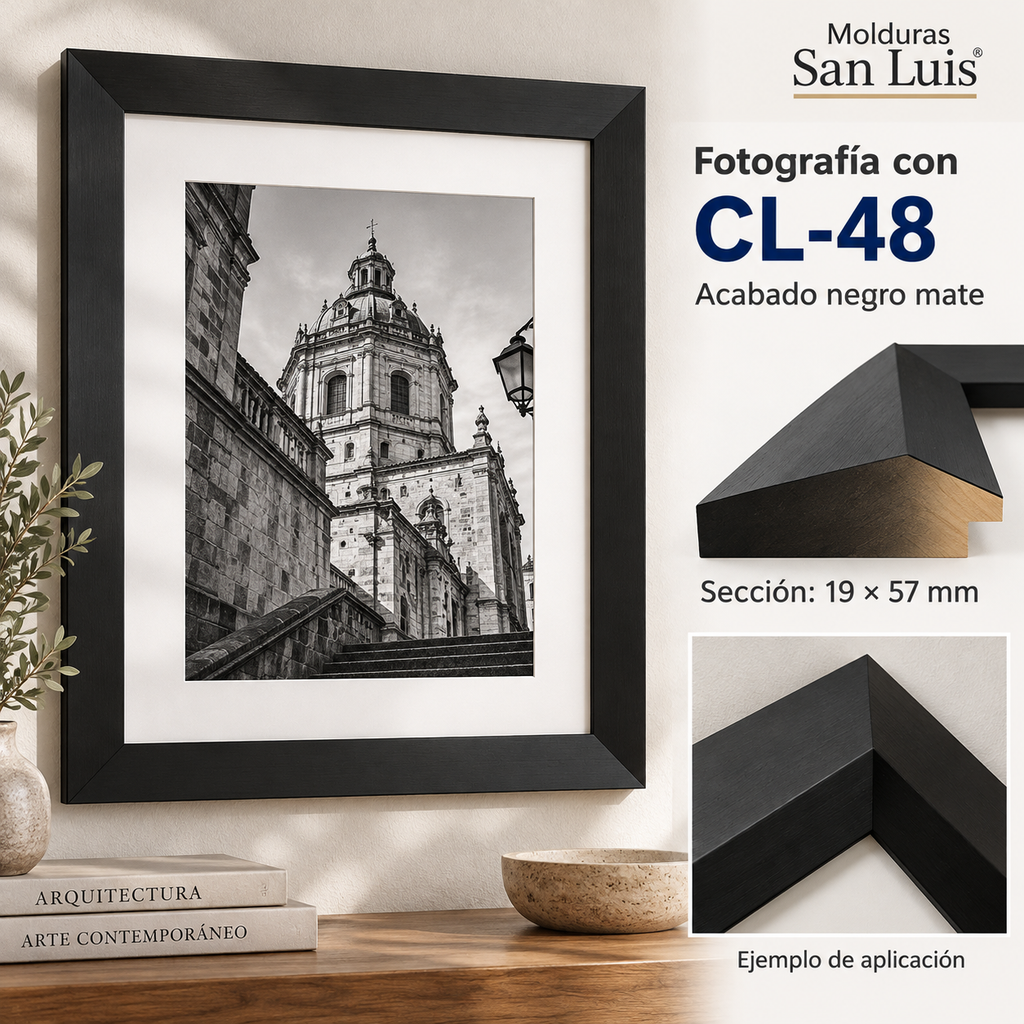 Moldura de madera lisa para marco CL48 – Kit de 4 piezas