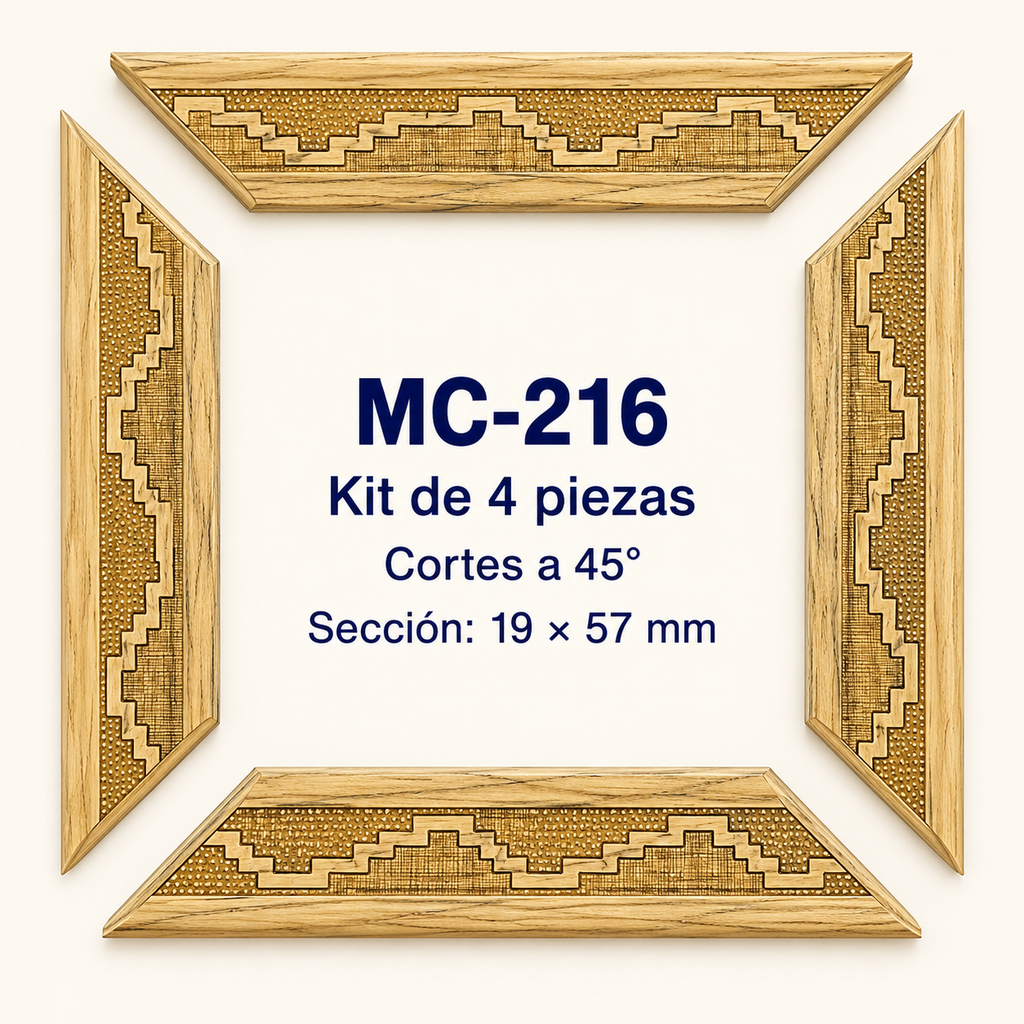 Moldura de madera grabada para marco MC216 – Kit de 4 piezas