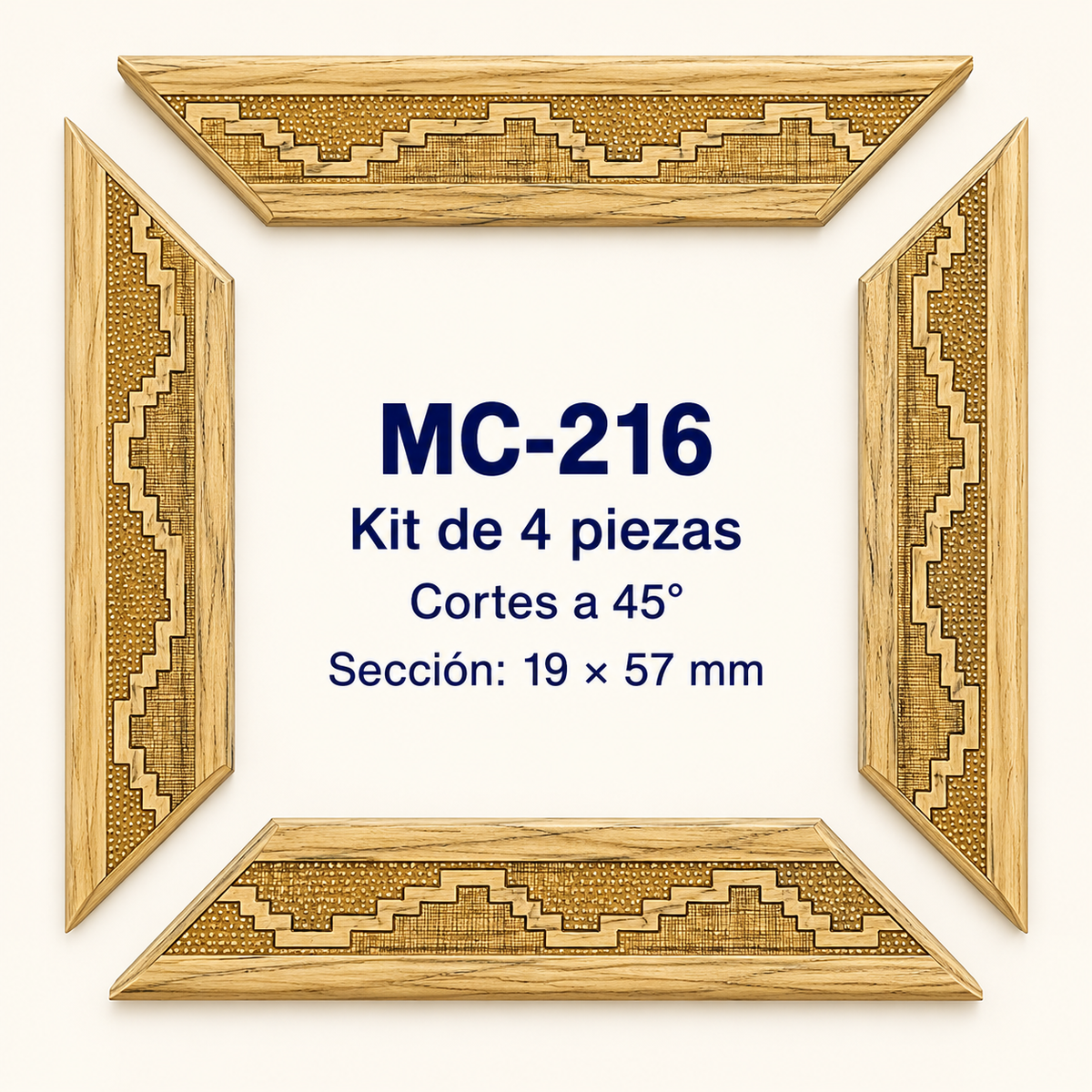 Moldura de madera grabada para marco MC216 – Kit de 4 piezas