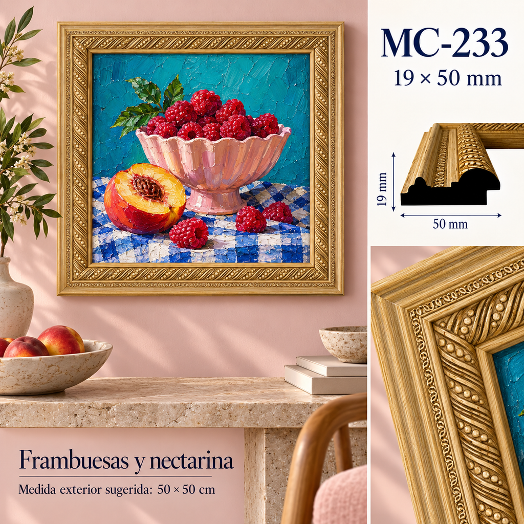 Moldura de madera grabada para marco MC233 – Kit de 4 piezas