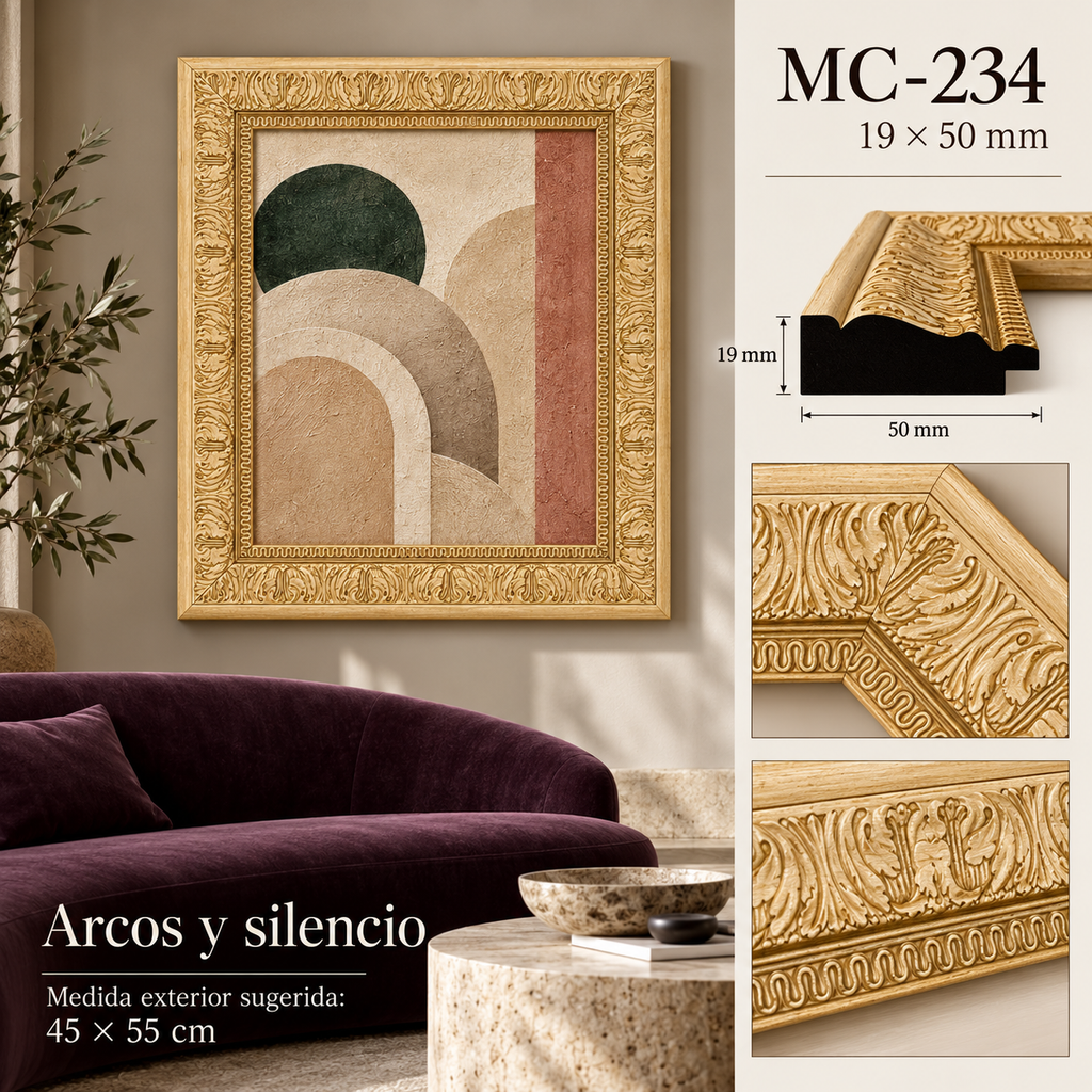 Moldura de madera grabada para marco MC234 – Kit de 4 piezas