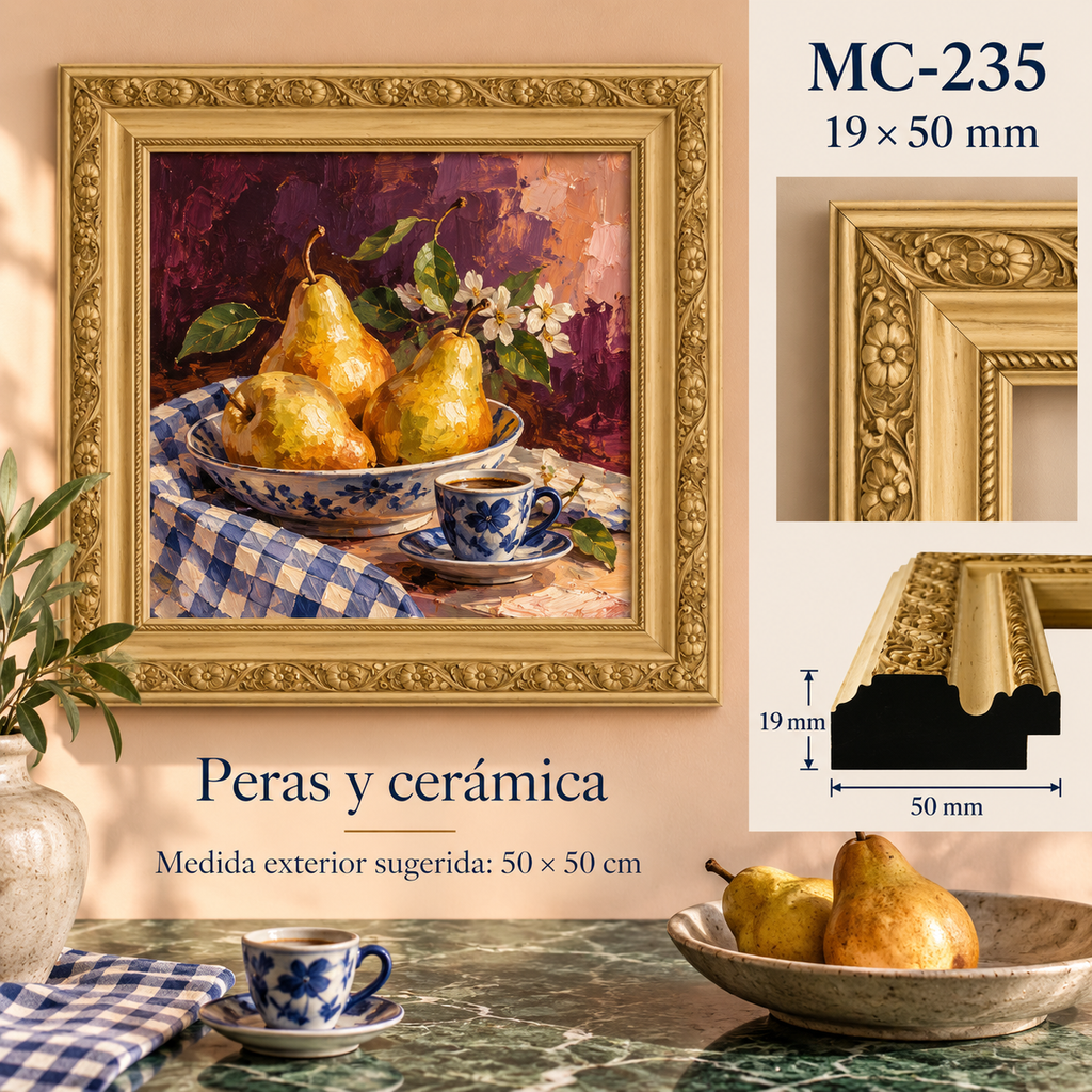 Moldura de madera grabada para marco MC235 – Kit de 4 piezas