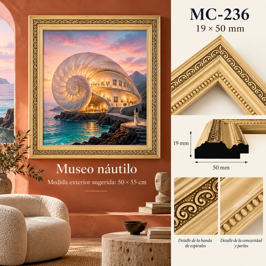 Moldura de madera grabada para marco MC236 – Kit de 4 piezas