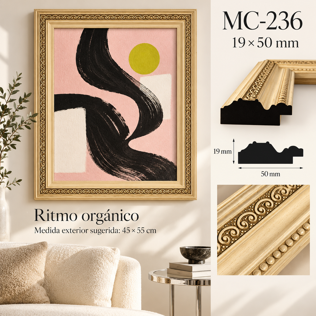 Moldura de madera grabada para marco MC236 – Kit de 4 piezas