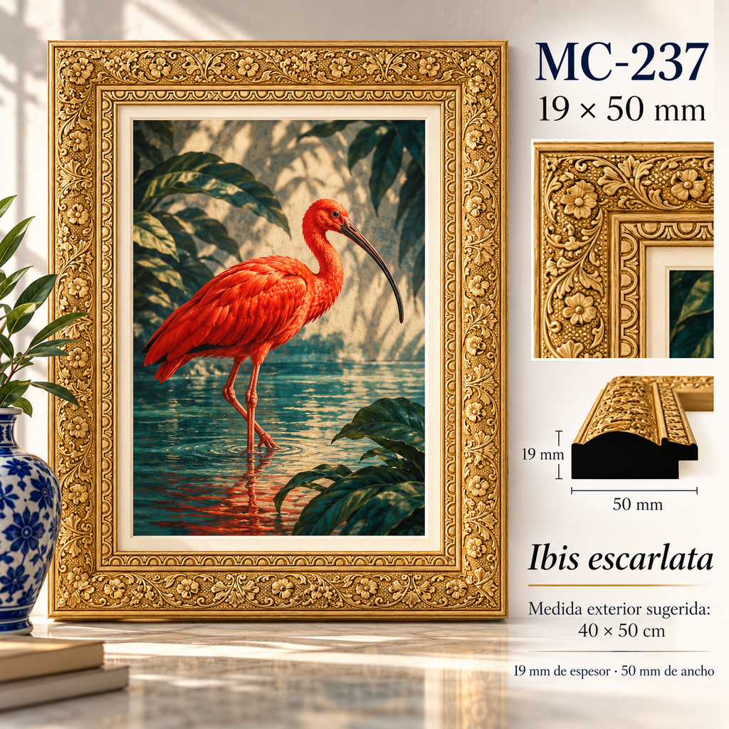 Moldura de madera grabada para marco MC237 – Kit de 4 piezas