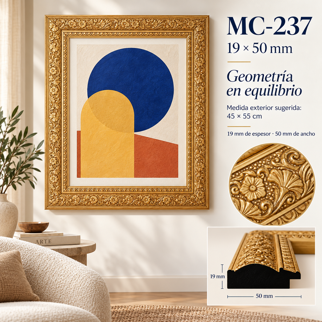 Moldura de madera grabada para marco MC237 – Kit de 4 piezas