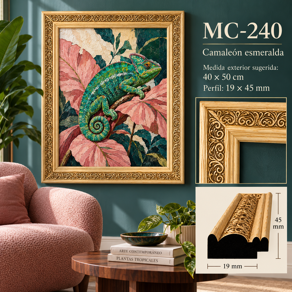 Moldura de madera grabada para marco MC240 – Kit de 4 piezas