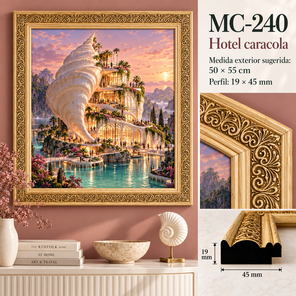 Moldura de madera grabada para marco MC240 – Kit de 4 piezas