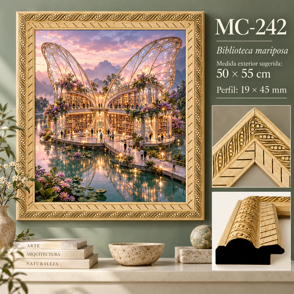Moldura de madera grabada para marco MC242 – Kit de 4 piezas