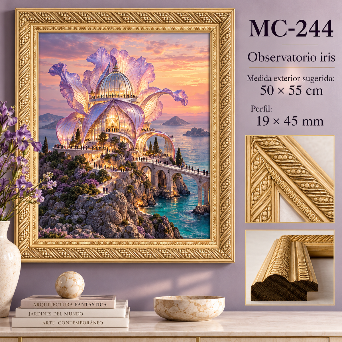 Moldura de madera grabada para marco MC244 – Kit de 4 piezas