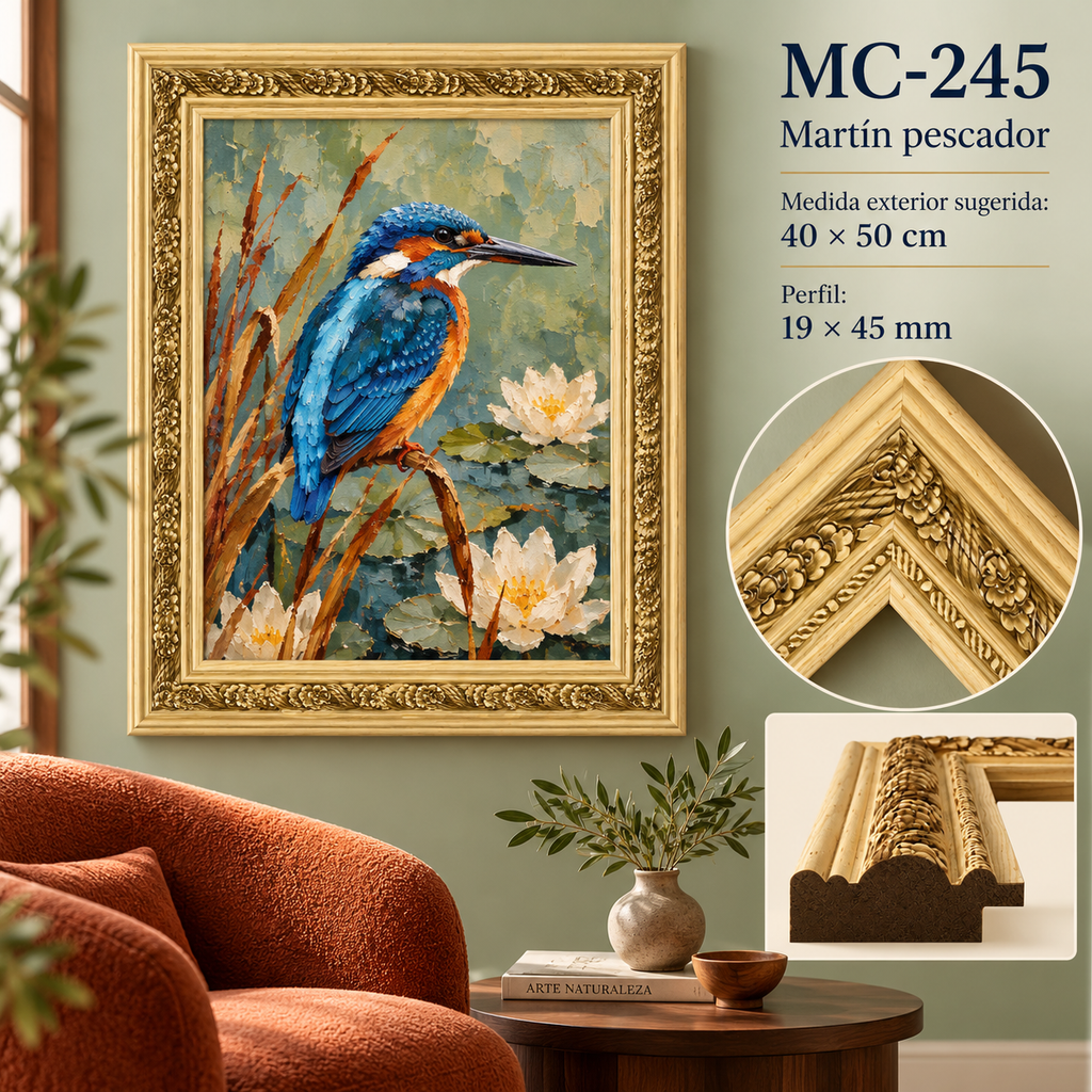Moldura de madera grabada para marco MC245 – Kit de 4 piezas