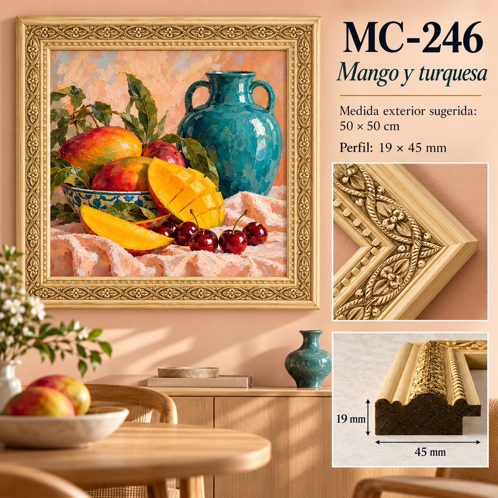 Moldura de madera grabada para marco MC246 – Kit de 4 piezas