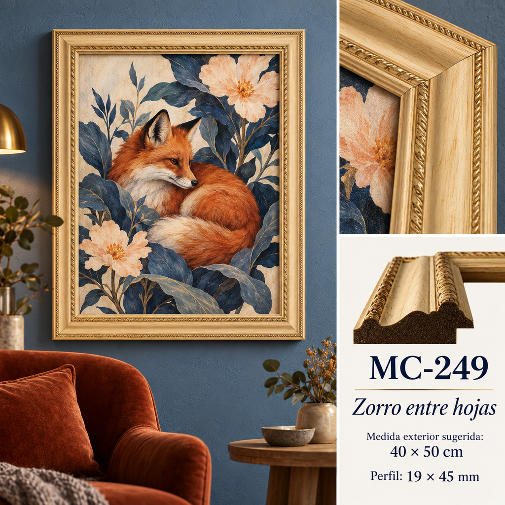 Moldura de madera grabada para marco MC249 – Kit de 4 piezas