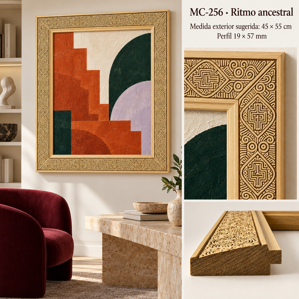 Moldura de madera grabada para marco MC256 – Kit de 4 piezas