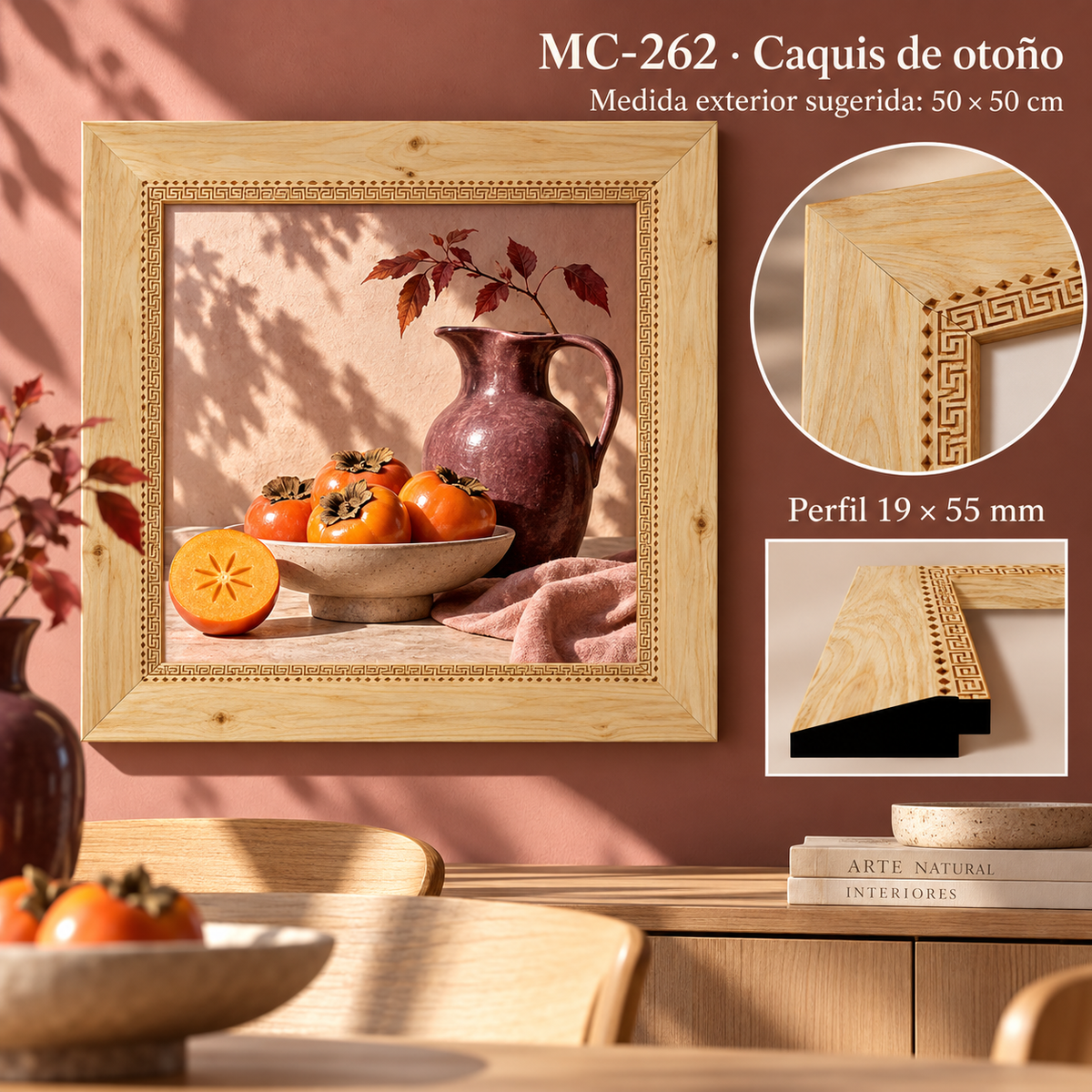 Moldura de madera grabada para marco MC262 – Kit de 4 piezas