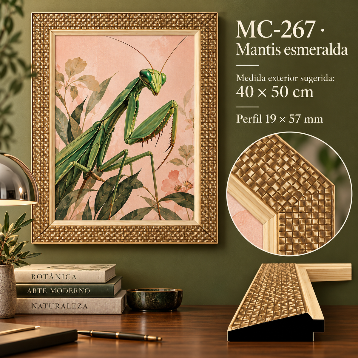 Moldura de madera grabada para marco MC267 – Kit de 4 piezas