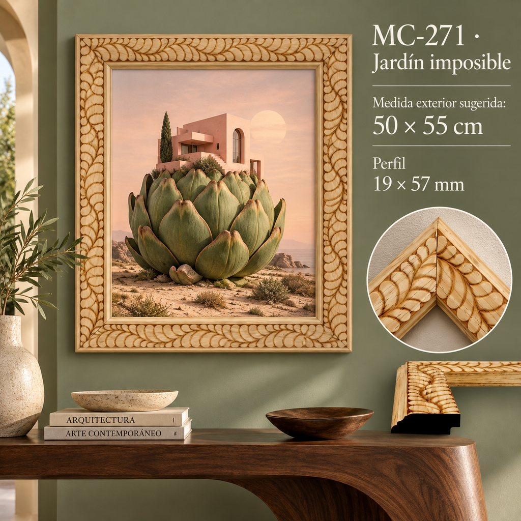 Moldura de madera grabada para marco MC271 – Kit de 4 piezas